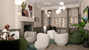 interior design of waiting room in a cosmetic skin clinic 